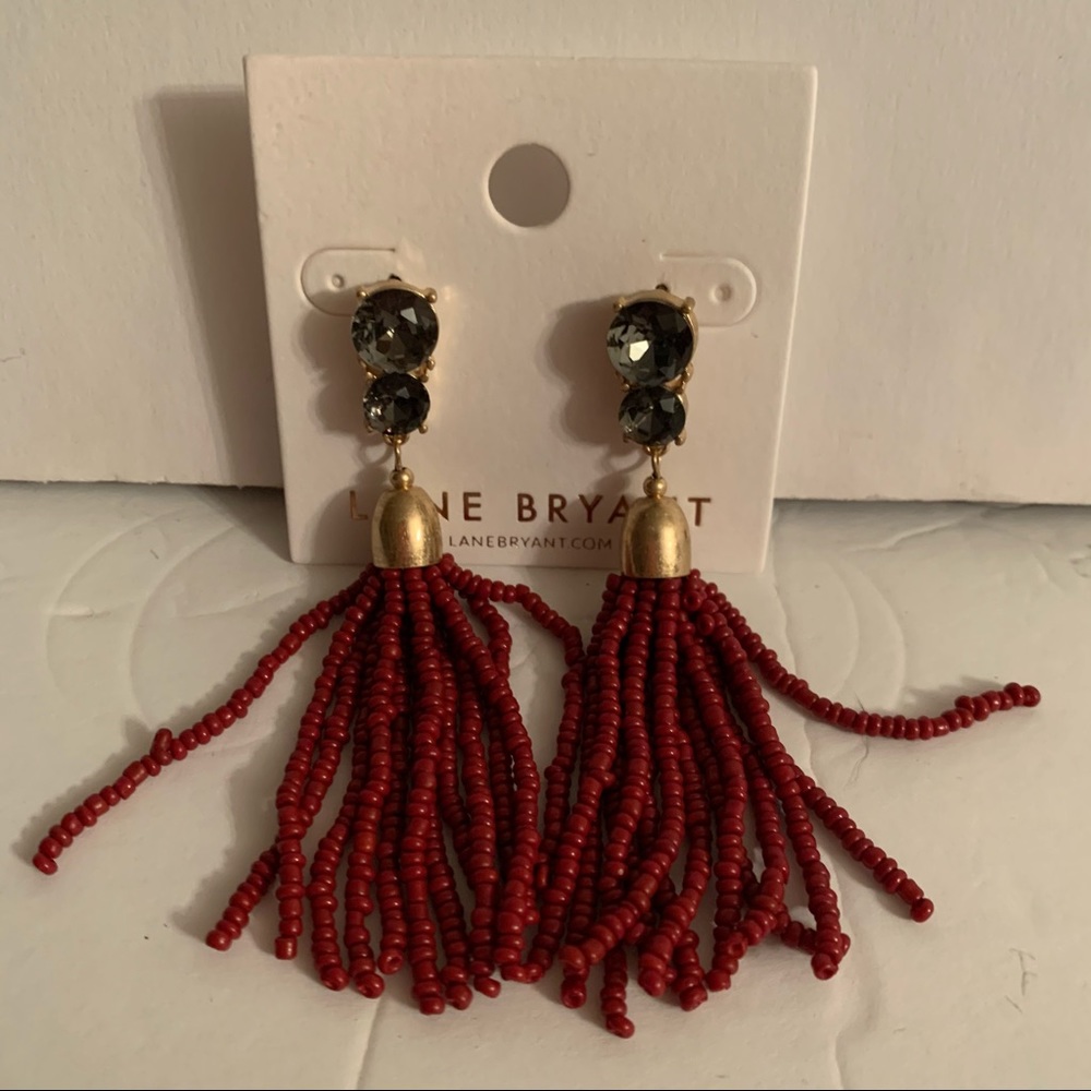 Lane Bryant Beaded Tassel Drop Pierced Earrings